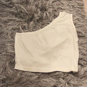 White soft thin SHEIN off the shoulder crop top